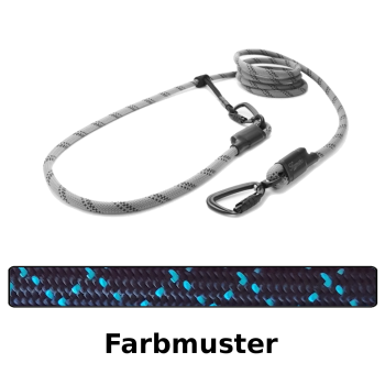 easy-long Hundeleine TWIST Ø9mm - 3,5m - schwarz mit blauen Stichen